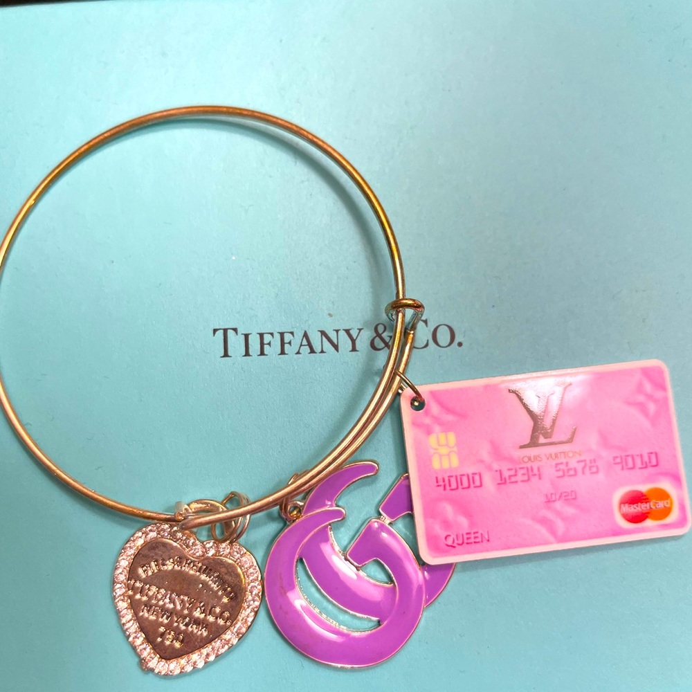 Pink and Purple Fashion Bangle Charm Bracelet